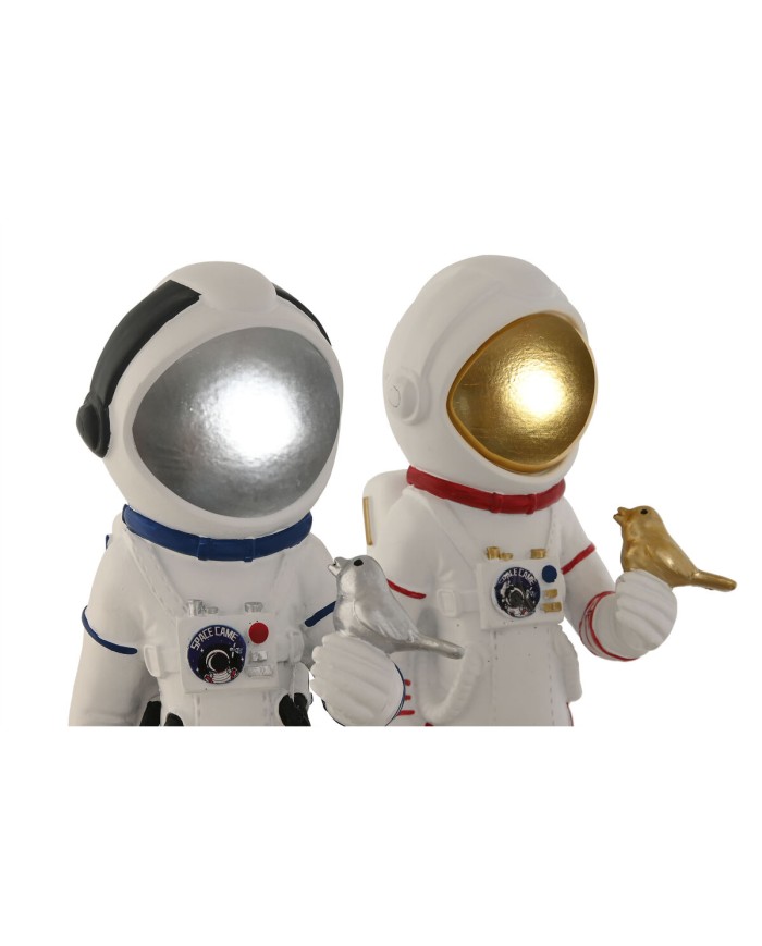 Statua Decorativa Home ESPRIT Azzurro Bianco Rosso Argentato Donna Astronauta 10 x 11 x 29 cm (2 Unità)