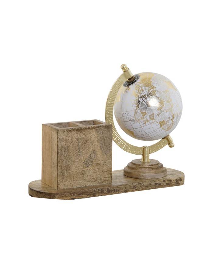 Mappamondo Home ESPRIT Bianco Marrone PVC Legno di mango 24 x 8 x 19 cm Mappamondo Home ESPRIT Bianco Marrone PVC Legno di mango 24 x 8 x 19 cm