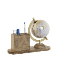 Mappamondo Home ESPRIT Bianco Marrone PVC Legno di mango 24 x 8 x 19 cm Mappamondo Home ESPRIT Bianco Marrone PVC Legno di mango 24 x 8 x 19 cm