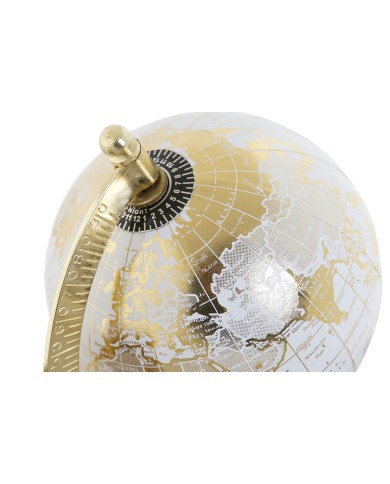 Mappamondo Home ESPRIT Bianco Marrone PVC Legno di mango 24 x 8 x 19 cm