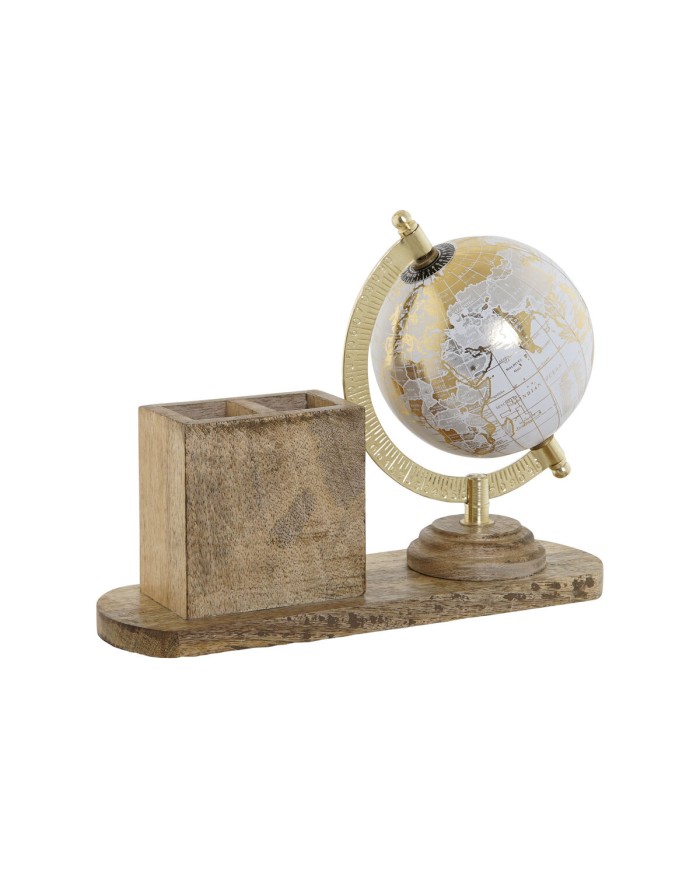 Mappamondo Home ESPRIT Bianco Marrone PVC Legno di mango 24 x 8 x 19 cm Mappamondo Home ESPRIT Bianco Marrone PVC Legno di mango 24 x 8 x 19 cm