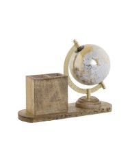 Mappamondo Home ESPRIT Bianco Marrone PVC Legno di mango 24 x 8 x 19 cm Mappamondo Home ESPRIT Bianco Marrone PVC Legno di mango 24 x 8 x 19 cm