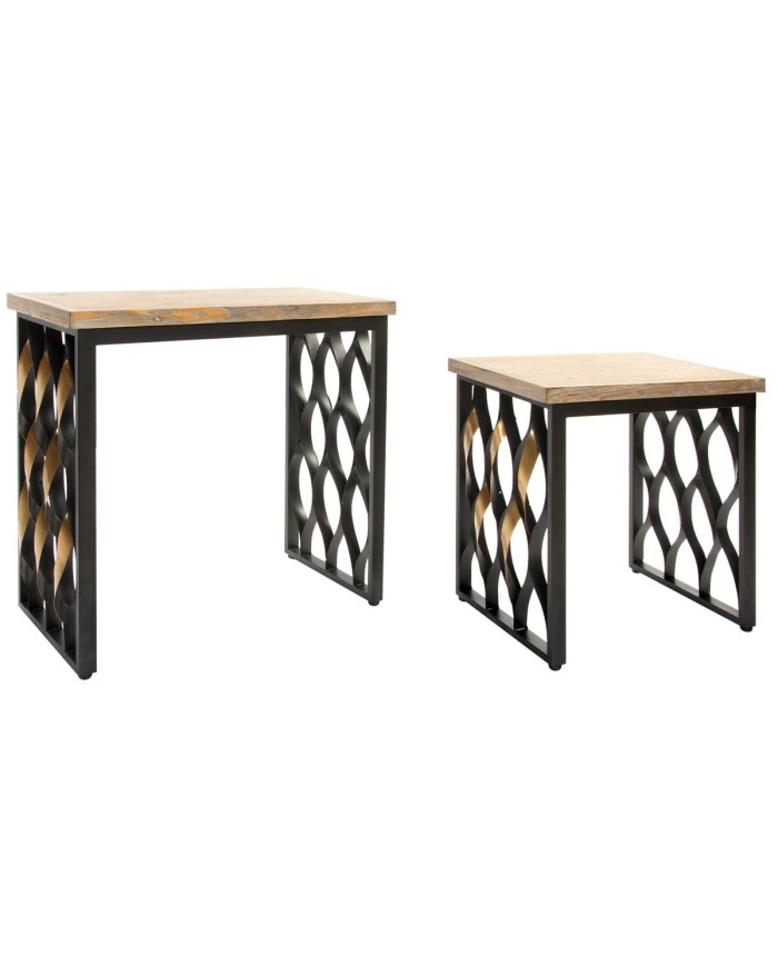 Set di 2 tavoli Home ESPRIT Legno Metallo 64 x 34 x 65 cm