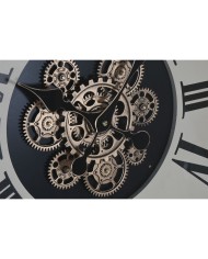 Orologio da Parete Home ESPRIT Nero Beige Dorato Naturale Metallo Legno di pino 74 x 9 x 91 cm