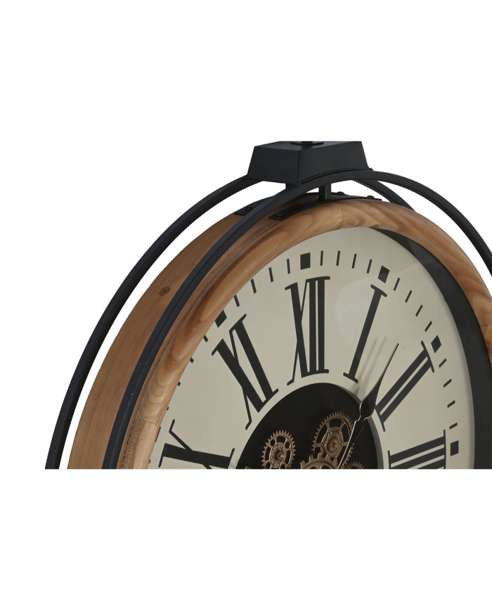 Orologio da Parete Home ESPRIT Nero Beige Dorato Naturale Metallo Legno di pino 74 x 9 x 91 cm