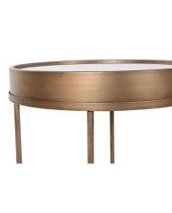 Tavolino Aggiuntivo Home ESPRIT Nero Dorato Metallo Cristallo 48 x 48 x 51 cm