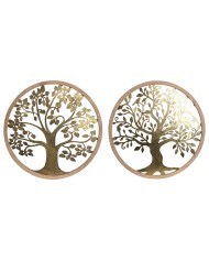 Decorazione da Parete Home ESPRIT Dorato Albero Cottage 120 x 1,5 x 121 cm