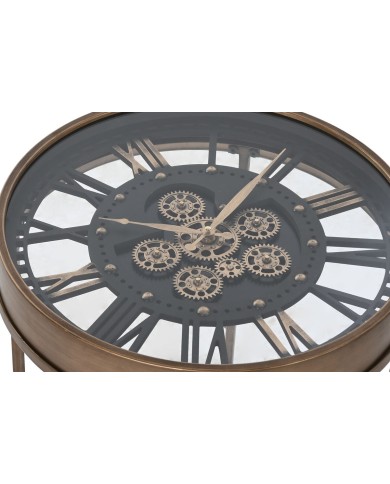 Tavolino Aggiuntivo Home ESPRIT Nero Dorato Metallo Cristallo 48 x 48 x 51 cm