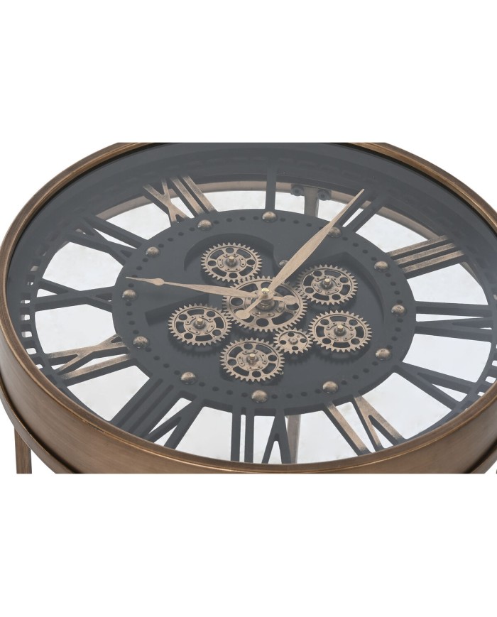 Tavolino Aggiuntivo Home ESPRIT Nero Dorato Metallo Cristallo 48 x 48 x 51 cm