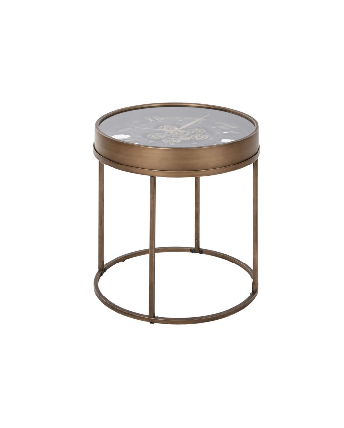 Tavolino Aggiuntivo Home ESPRIT Nero Dorato Metallo Cristallo 48 x 48 x 51 cm