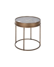 Tavolino Aggiuntivo Home ESPRIT Nero Dorato Metallo Cristallo 48 x 48 x 51 cm