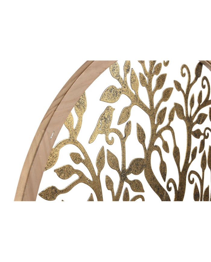 Decorazione da Parete Home ESPRIT Dorato Naturale Albero Cottage 60 x 1,5 x 60 cm (2 Unità)