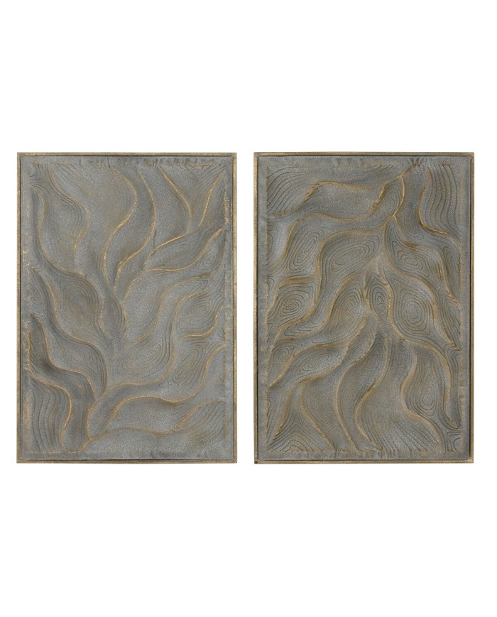 Decorazione da Parete Home ESPRIT Dorato Moderno 67,5 x 2,5 x 97 cm (2 Unità)