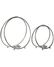 Portacandele Home ESPRIT Argentato Metallo 38 x 16 x 38,5 cm 38 x 16 x 39 cm (2 Unità)