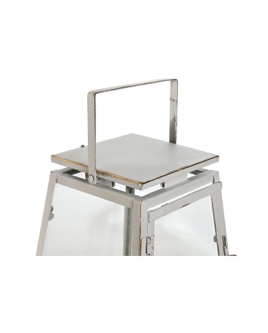 Lampioni Home ESPRIT Bianco Dorato Metallo Cristallo Moderno 26 x 26 x 38,5 cm (2 Pezzi)