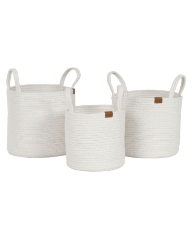 Set di Cestini Home ESPRIT Bianco Moderno 30 x 30 x 28 cm (3 Pezzi) Set di Cestini Home ESPRIT Bianco Moderno 30 x 30 x 28 cm (3 Pezzi)
