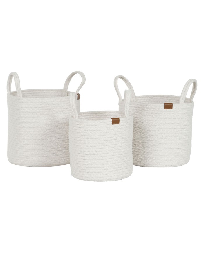 Set di Cestini Home ESPRIT Bianco Moderno 30 x 30 x 28 cm (3 Pezzi)