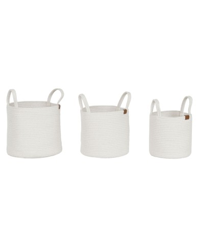Set di Cestini Home ESPRIT Bianco Moderno 30 x 30 x 28 cm (3 Pezzi) Set di Cestini Home ESPRIT Bianco Moderno 30 x 30 x 28 cm (3 Pezzi)