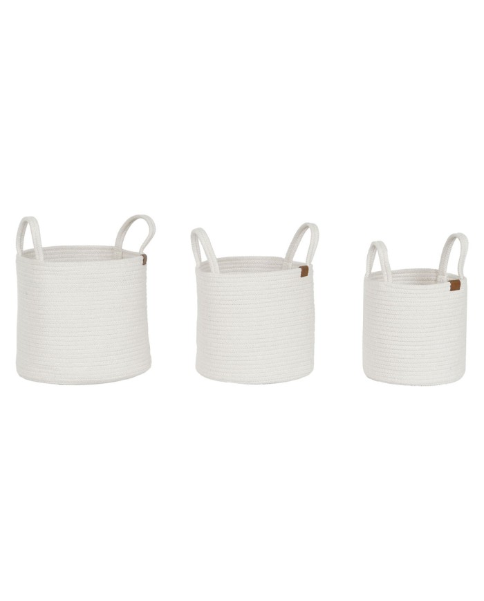 Set di Cestini Home ESPRIT Bianco Moderno 30 x 30 x 28 cm (3 Pezzi)