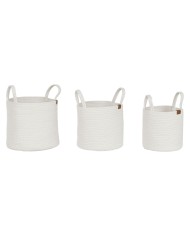 Set di Cestini Home ESPRIT Bianco Moderno 30 x 30 x 28 cm (3 Pezzi)