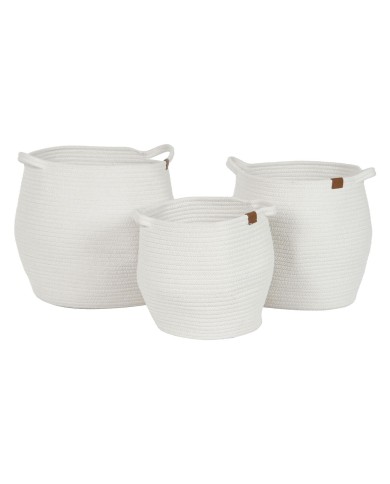 Set di Cestini Home ESPRIT Bianco Moderno 34 x 34 x 34 cm (3 Pezzi) Set di Cestini Home ESPRIT Bianco Moderno 34 x 34 x 34 cm (3 Pezzi)