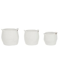 Set di Cestini Home ESPRIT Bianco Moderno 34 x 34 x 34 cm (3 Pezzi)