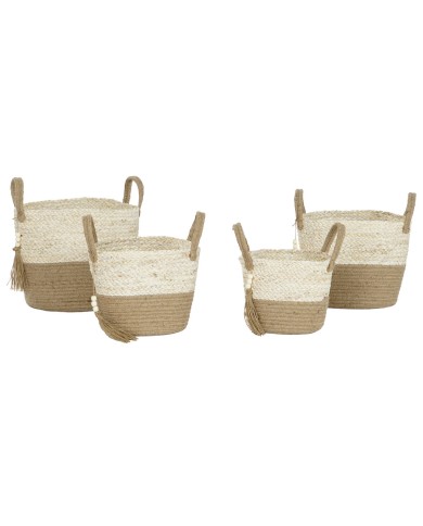 Set di Cestini Home ESPRIT Naturale Marrone Chiaro Juta Moderno 40 x 40 x 41 cm Set di Cestini Home ESPRIT Naturale Marrone Chiaro Juta Moderno 40 x 40 x 41 cm