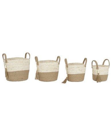 Set di Cestini Home ESPRIT Naturale Marrone Chiaro Juta Moderno 40 x 40 x 41 cm Set di Cestini Home ESPRIT Naturale Marrone Chiaro Juta Moderno 40 x 40 x 41 cm