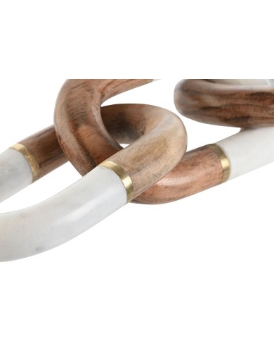 Statua Decorativa Home ESPRIT Bianco Marrone Dorato Catena 10 x 10 x 36 cm