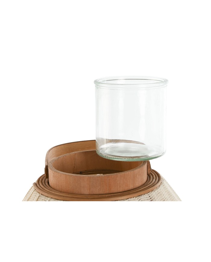 Portacandele Home ESPRIT Bianco Naturale Legno Cristallo 37 x 37 x 56 cm Portacandele Home ESPRIT Bianco Naturale Legno Cristallo 37 x 37 x 56 cm