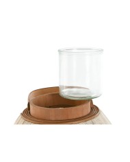 Portacandele Home ESPRIT Bianco Naturale Legno Cristallo 37 x 37 x 56 cm Portacandele Home ESPRIT Bianco Naturale Legno Cristallo 37 x 37 x 56 cm