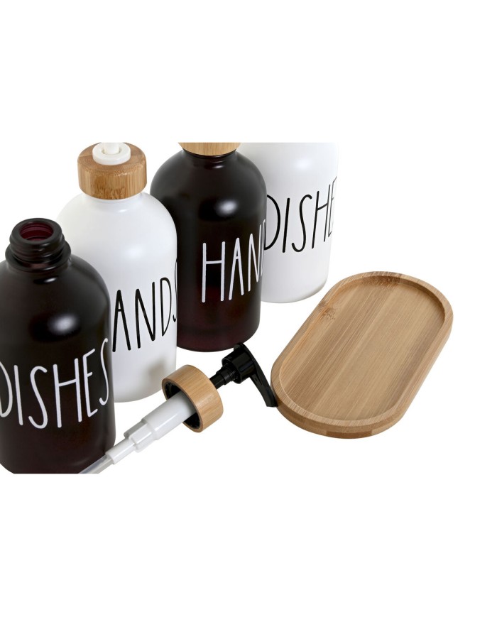 Dispenser di Sapone Home ESPRIT Bianco Nero Bambù Cristallo 350 ml 15,5 x 8 x 19 cm (2 Unità) Dispenser di Sapone Home ESPRIT Bianco Nero Bambù Cristallo 350 ml 15,5 x 8 x 19 cm (2 Unità)