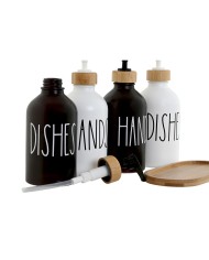 Dispenser di Sapone Home ESPRIT Bianco Nero Bambù Cristallo 350 ml 15,5 x 8 x 19 cm (2 Unità) Dispenser di Sapone Home ESPRIT Bianco Nero Bambù Cristallo 350 ml 15,5 x 8 x 19 cm (2 Unità)