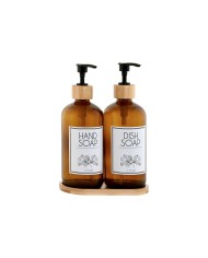 Dispenser di Sapone Home ESPRIT Ambra Naturale Bambù Cristallo 500 ml 7,5 x 7,5 x 20 cm Dispenser di Sapone Home ESPRIT Ambra Naturale Bambù Cristallo 500 ml 7,5 x 7,5 x 20 cm