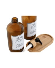 Dispenser di Sapone Home ESPRIT Ambra Naturale Bambù Cristallo 500 ml 7,5 x 7,5 x 20 cm Dispenser di Sapone Home ESPRIT Ambra Naturale Bambù Cristallo 500 ml 7,5 x 7,5 x 20 cm