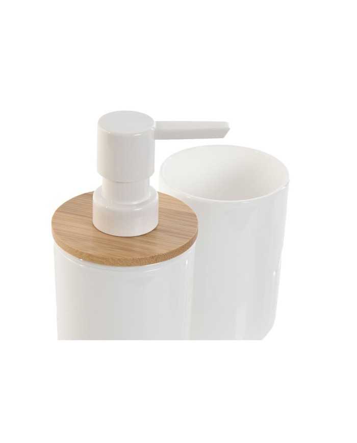 Set da Bagno Home ESPRIT Bianco Naturale Bambù polistirene 7 x 7 x 16 cm