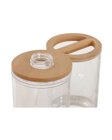 Set da Bagno Home ESPRIT Trasparente Naturale Bambù Alluminio polistirene 16 x 9 x 18 cm Set da Bagno Home ESPRIT Trasparente Naturale Bambù Alluminio polistirene 16 x 9 x 18 cm