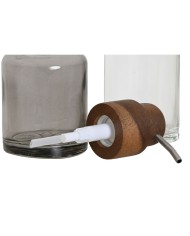 Set da Bagno Home ESPRIT Grigio Trasparente Alluminio Cristallo Legno di acacia 10 x 7 x 16 cm