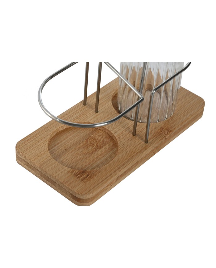Set olio e aceto Home ESPRIT Trasparente Naturale Bambù Cristallo 18,5 x 9,3 x 24 cm