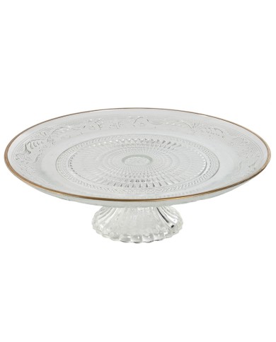 Piatto da pranzo Home ESPRIT Trasparente Dorato Cristallo 29 x 29 x 9,2 cm