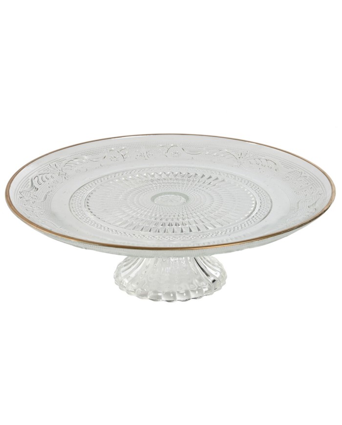 Piatto da pranzo Home ESPRIT Trasparente Dorato Cristallo 29 x 29 x 9,2 cm