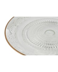 Piatto da pranzo Home ESPRIT Trasparente Dorato Cristallo 29 x 29 x 9,2 cm