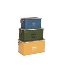 Set di Bauli Home ESPRIT Metallo Legno di abete 68 x 36 x 33 cm (3 Unità)