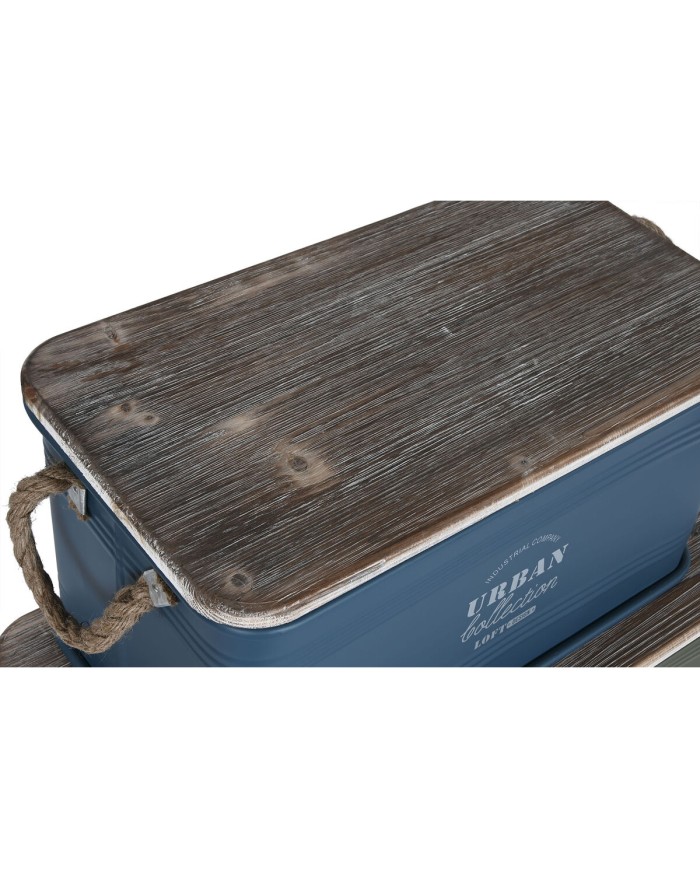 Set di Bauli Home ESPRIT Metallo Legno di abete 68 x 36 x 33 cm (3 Unità)