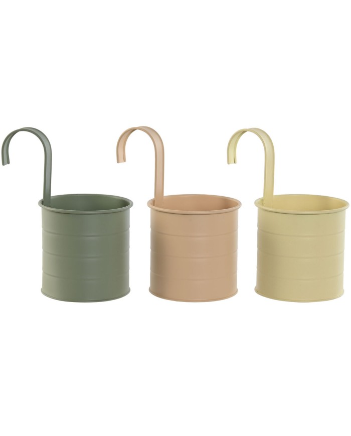 Vaso Home ESPRIT Giallo Verde Ambra Rosa chiaro Metallo 11,5 x 11,5 x 21 cm (3 Unità)