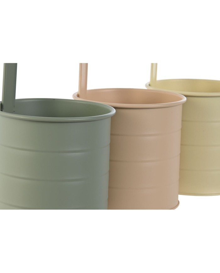 Vaso Home ESPRIT Giallo Verde Ambra Rosa chiaro Metallo 11,5 x 11,5 x 21 cm (3 Unità)