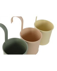 Vaso Home ESPRIT Giallo Verde Ambra Rosa chiaro Metallo 11,5 x 11,5 x 21 cm (3 Unità)