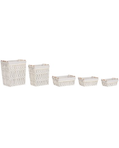 Cesto per i Panni Sporchi Home ESPRIT Bianco Naturale Metallo Shabby Chic 42 x 32 x 51 cm 5 Pezzi Cesto per i Panni Sporchi Home ESPRIT Bianco Naturale Metallo Shabby Chic 42 x 32 x 51 cm 5 Pezzi