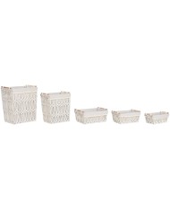 Cesto per i Panni Sporchi Home ESPRIT Bianco Beige vimini Shabby Chic 45 x 45 x 68 cm 4 Pezzi Cesto per i Panni Sporchi Home ESPRIT Bianco Beige vimini Shabby Chic 45 x 45 x 68 cm 4 Pezzi