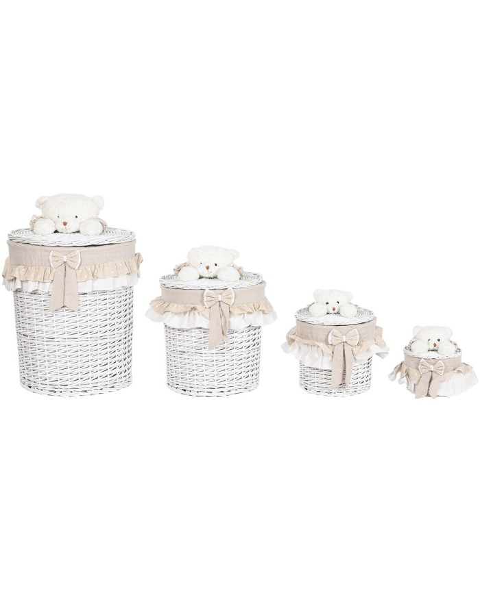 Cesto per i Panni Sporchi Home ESPRIT Bianco Beige vimini Shabby Chic 45 x 45 x 68 cm 4 Pezzi Cesto per i Panni Sporchi Home ESPRIT Bianco Beige vimini Shabby Chic 45 x 45 x 68 cm 4 Pezzi